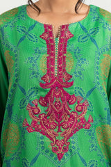 Luxury Pret Printed Khadi Net Embroidered Kurti And Trouser
