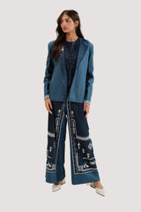 Denim Embroidered Coat