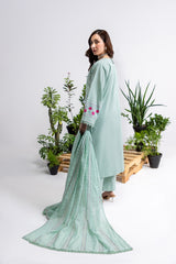 3 Piece Embroidered Cross Slub Suit