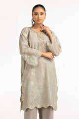 Poly Net Burnout Embroidered Shirt And Trouser
