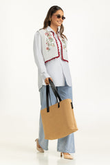 Ripple Crinkle Embroidered Waist Coat