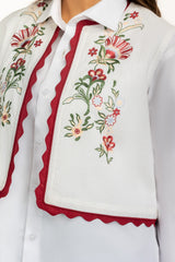 Ripple Crinkle Embroidered Waist Coat