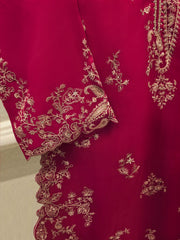 3 Piece - Pure Organza Embroidered Suit S114396