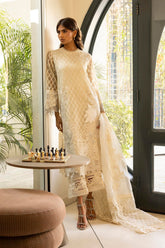 Stitched Organza Embroidered Shirt + Culotte+ Dupatta