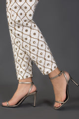 White 1 Piece Raw Silk Trouser TR-18-28