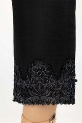 Black Embroidered Indian Raw Silk Trousers TR-21-109