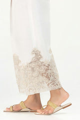 White Embroidered Indian Raw Silk Trousers