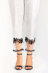 Off-White Embroidered Khaddar Trouser