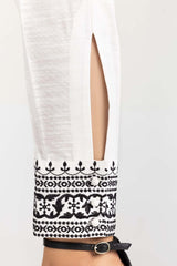 Off-White Embroidered Khaddar Trouser