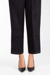 Black Embroidered Raw Silk Trousers