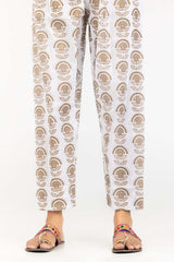 Off White Raw Silk Screen Printed Trousers