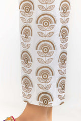 Off White Raw Silk Screen Printed Trousers