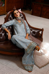 3-PC Embroidered Raw Silk CMA-6-155