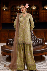 3-PC Embroidered Raw Silk CMA-6-154