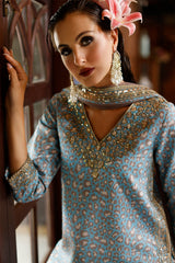 3-PC Embroidered Raw Silk CMA-6-155