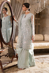 AQUA SPARKLE-3PC ORGANZA EMBROIDERED PRET