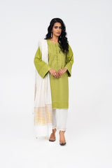 Karandi Dyed Embroidered Shirt