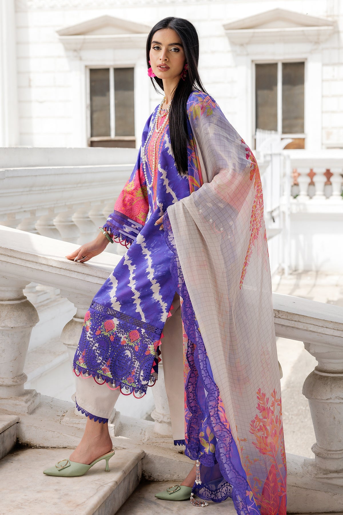 3-PC Stitched Embroidered Lawn Collection  AG6-01 P