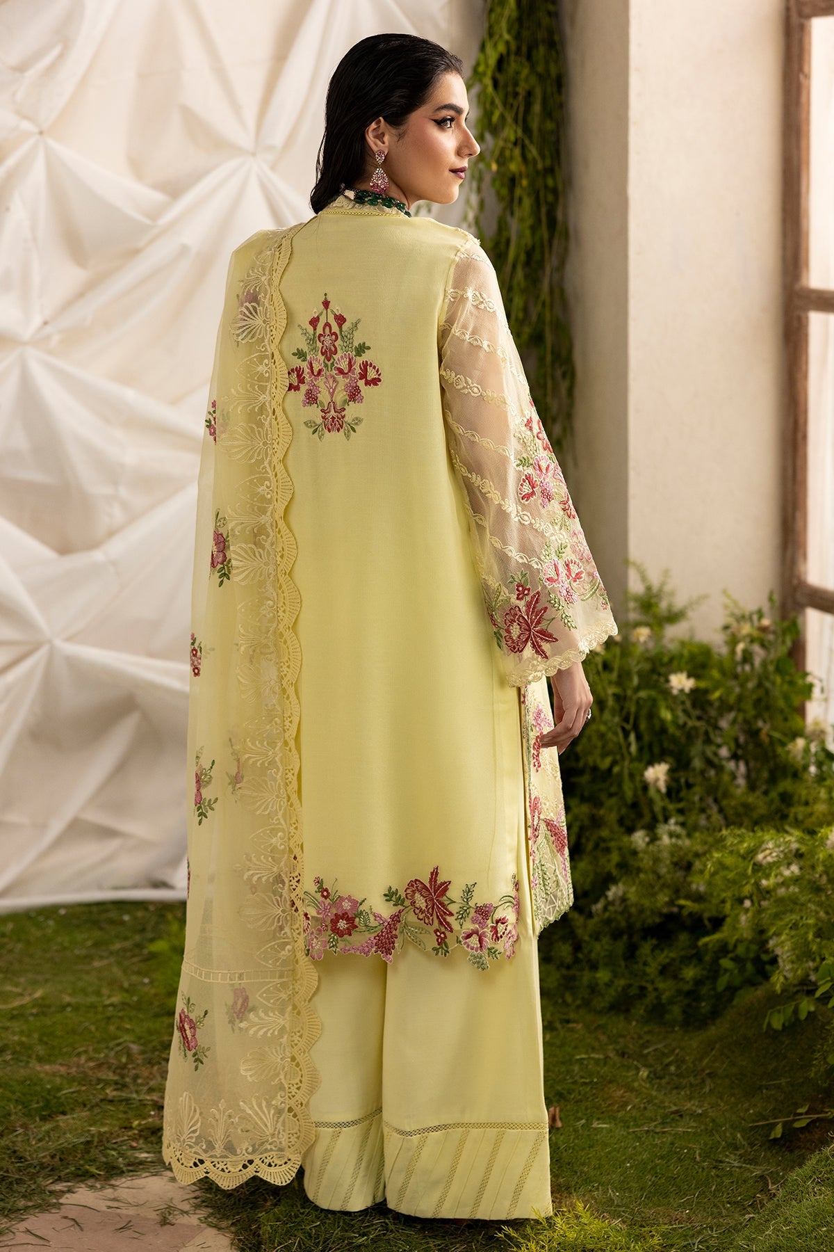 3-PC Embroidered  Cotton Net CMA-5-192