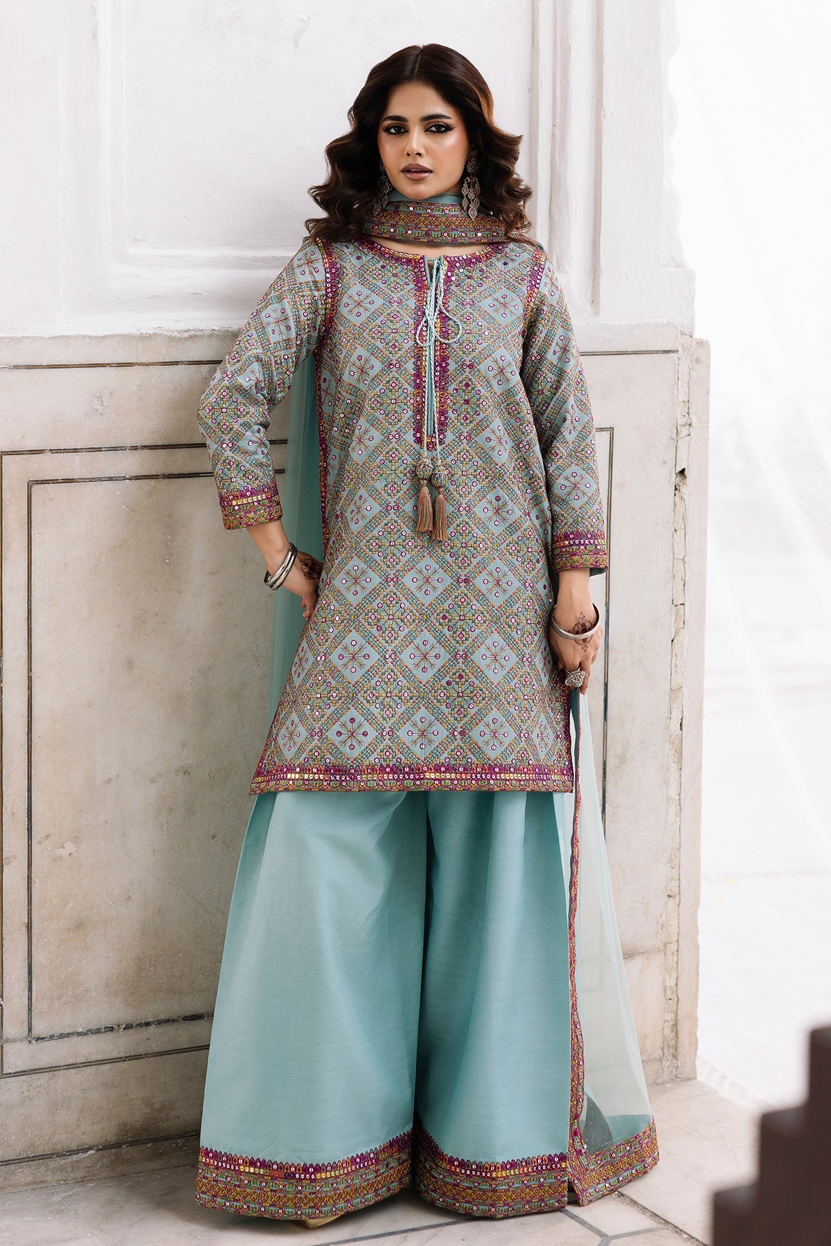 3-Pcs Embroidered Raw Silk CMA-6-328