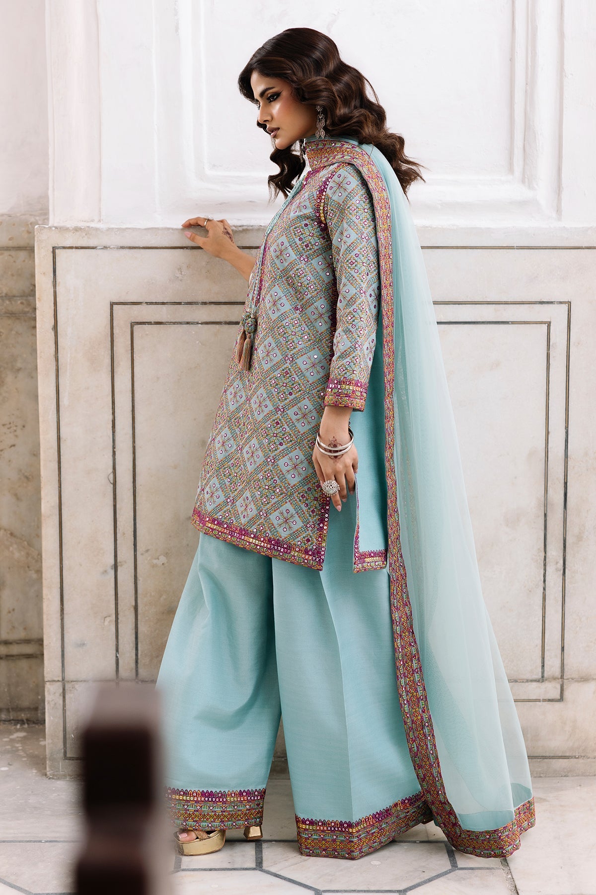 3-Pcs Embroidered Raw Silk CMA-6-328