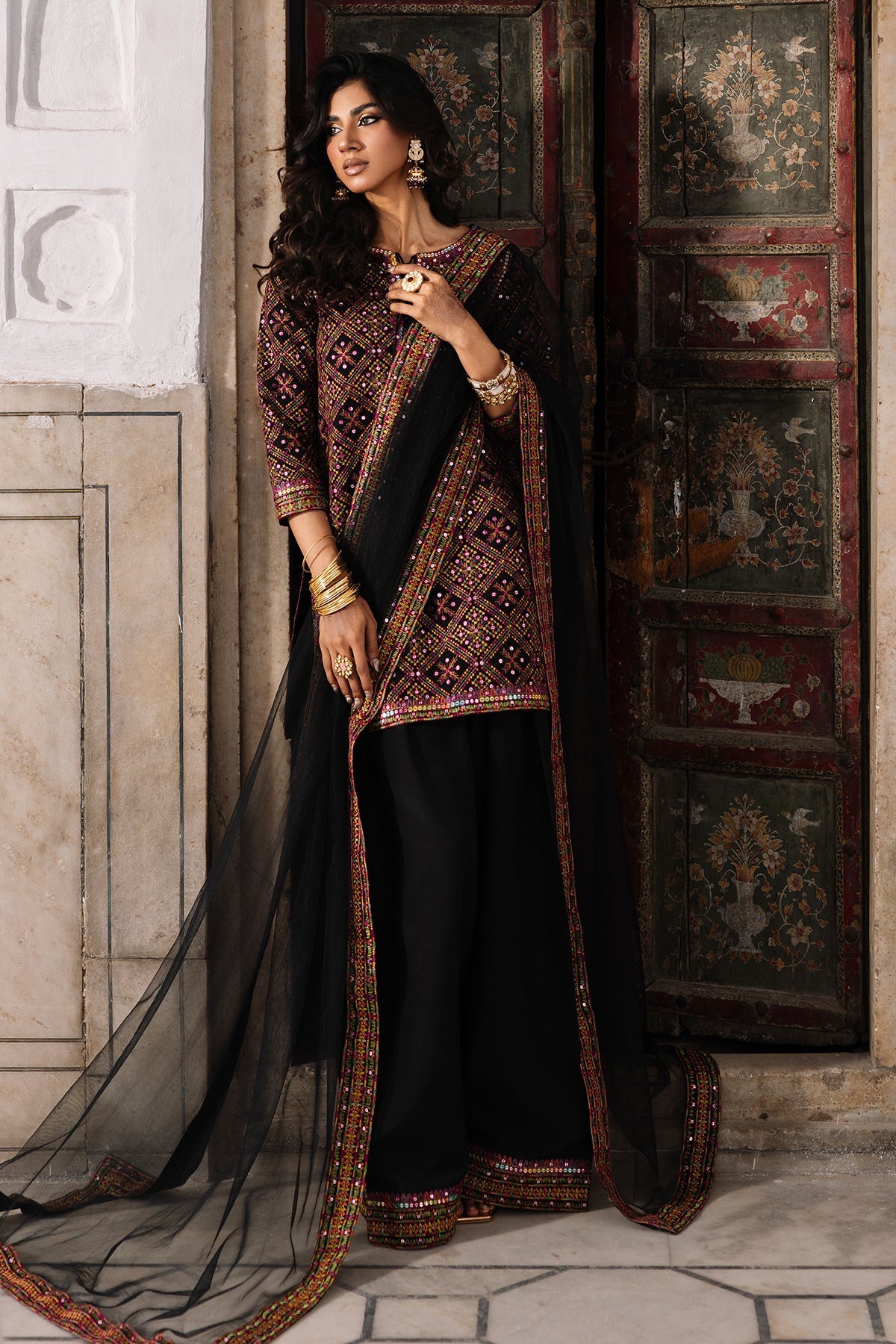 3-Pcs Embroidered Raw Silk CMA-6-327