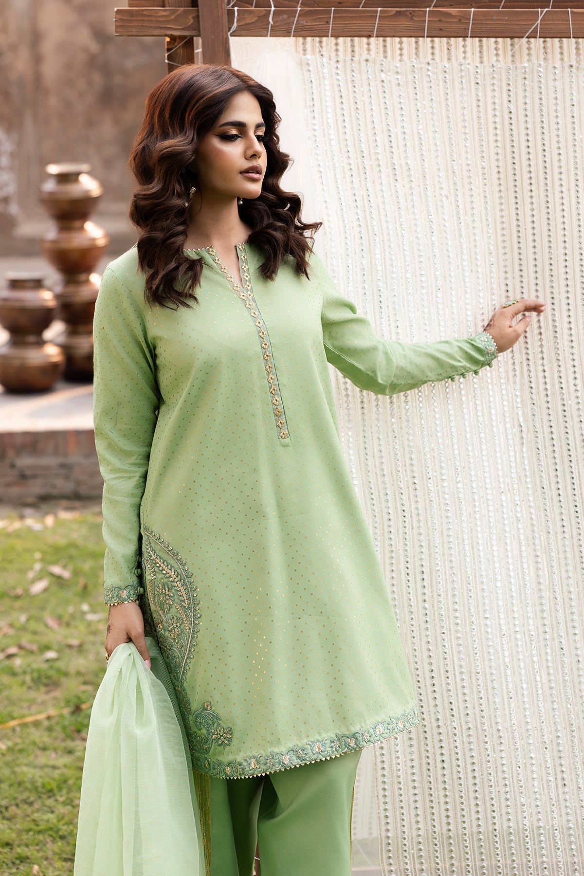 3-PC Embroidered Raw-Silk Suit CMA-6-337