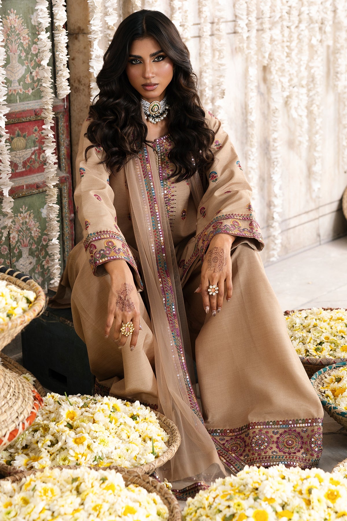 3-PC Embroidered  Silk CMA-6-326