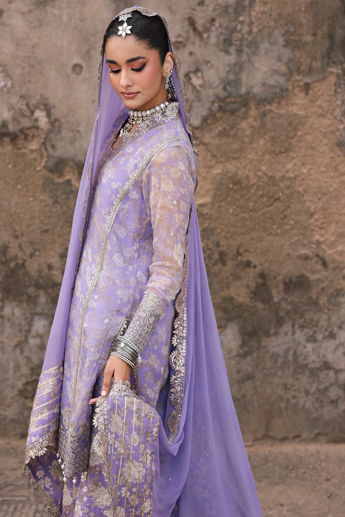 3-Pc Stitched Embroidered Printed Chiffon Collection VSL6-11P