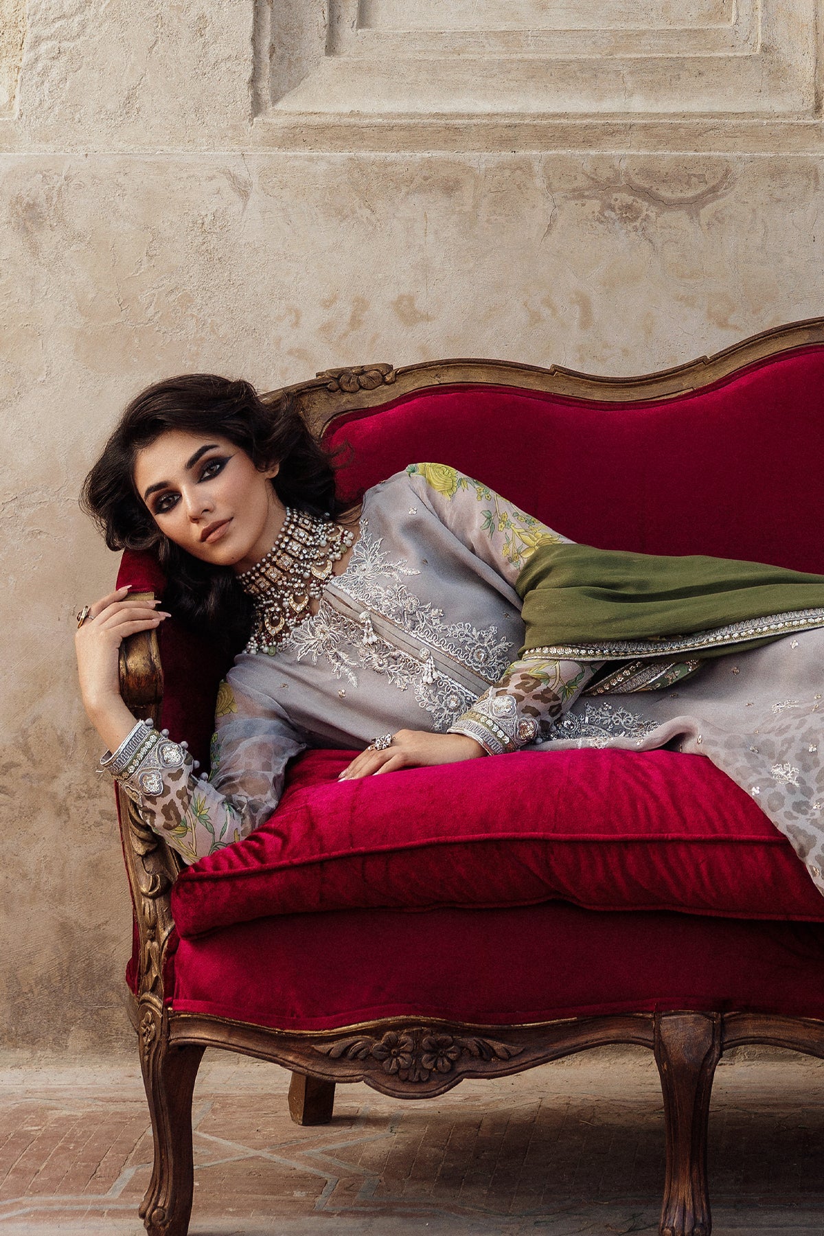 3-Pc Stitched Embroidered Printed Chiffon Collection VSL6-12P