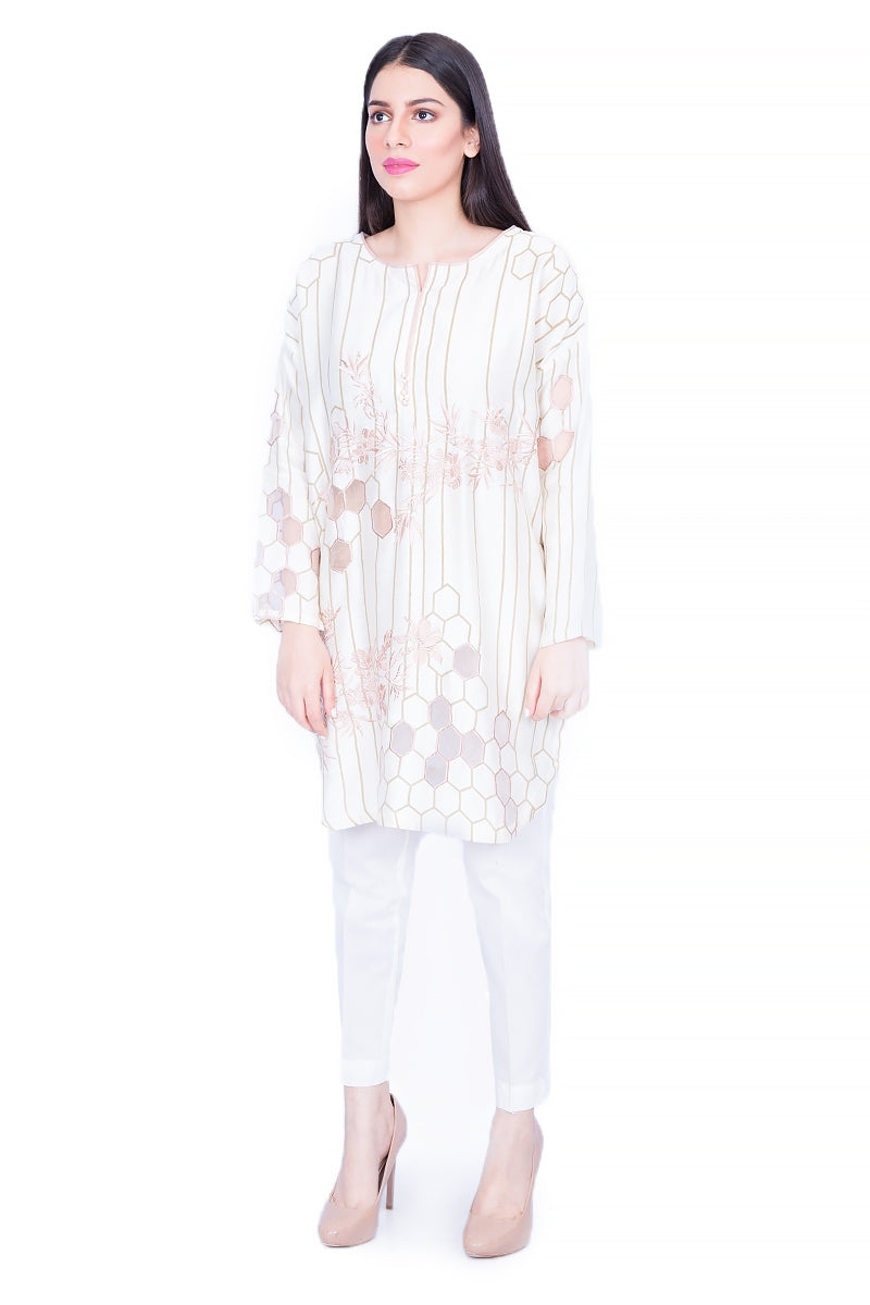 Off White 1 Piece Khadi Net Shirt GLAMOUR-17-14