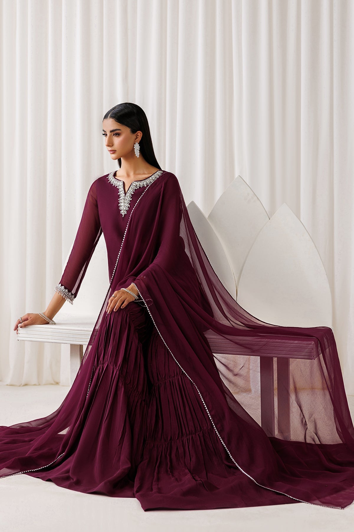 EMBROIDERED CHIFFON EN-1292