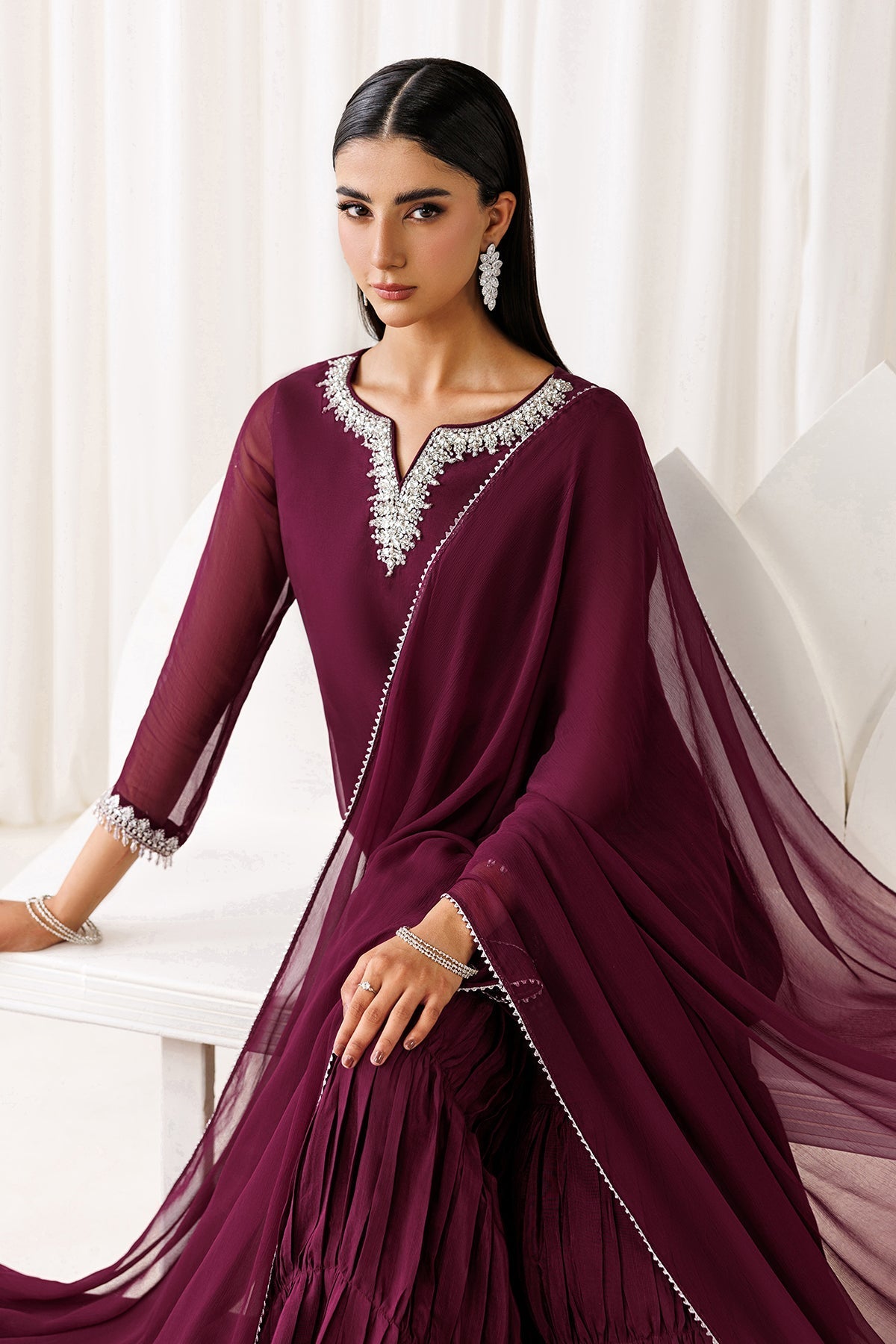 EMBROIDERED CHIFFON EN-1292