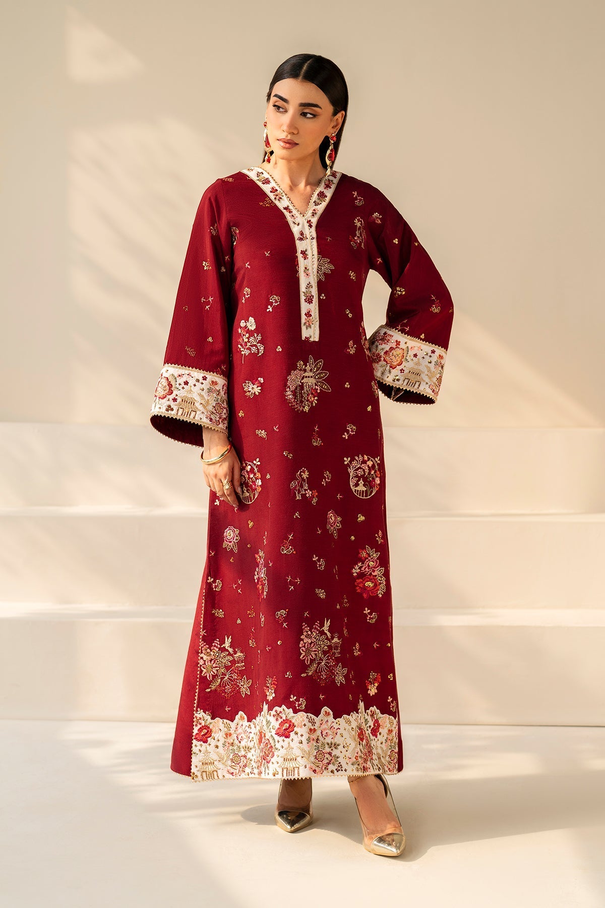 EMBROIDERED RAW SILK PR-1177