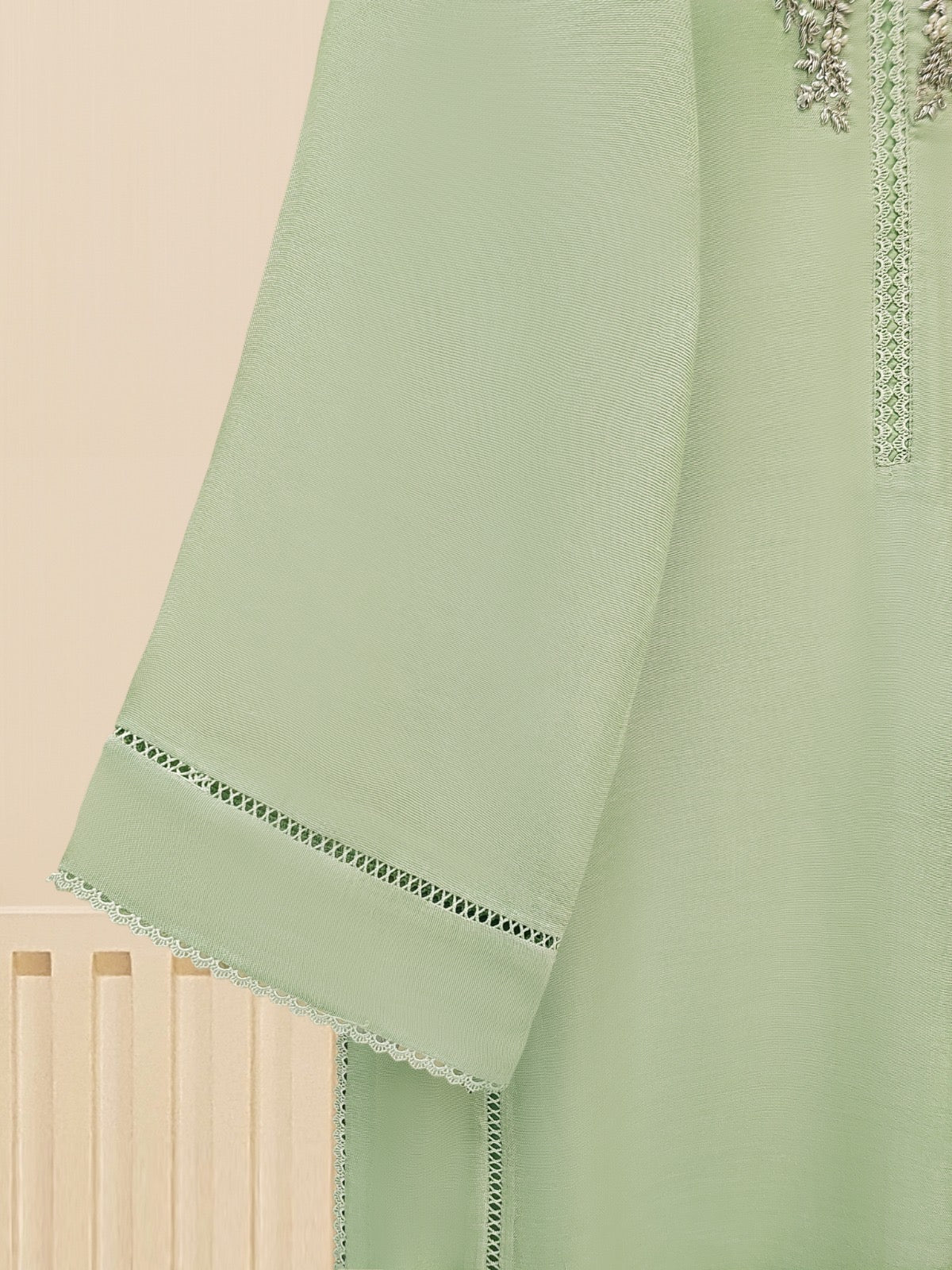 3 Piece - Pure Cotton Net Embroidered Suit S109492
