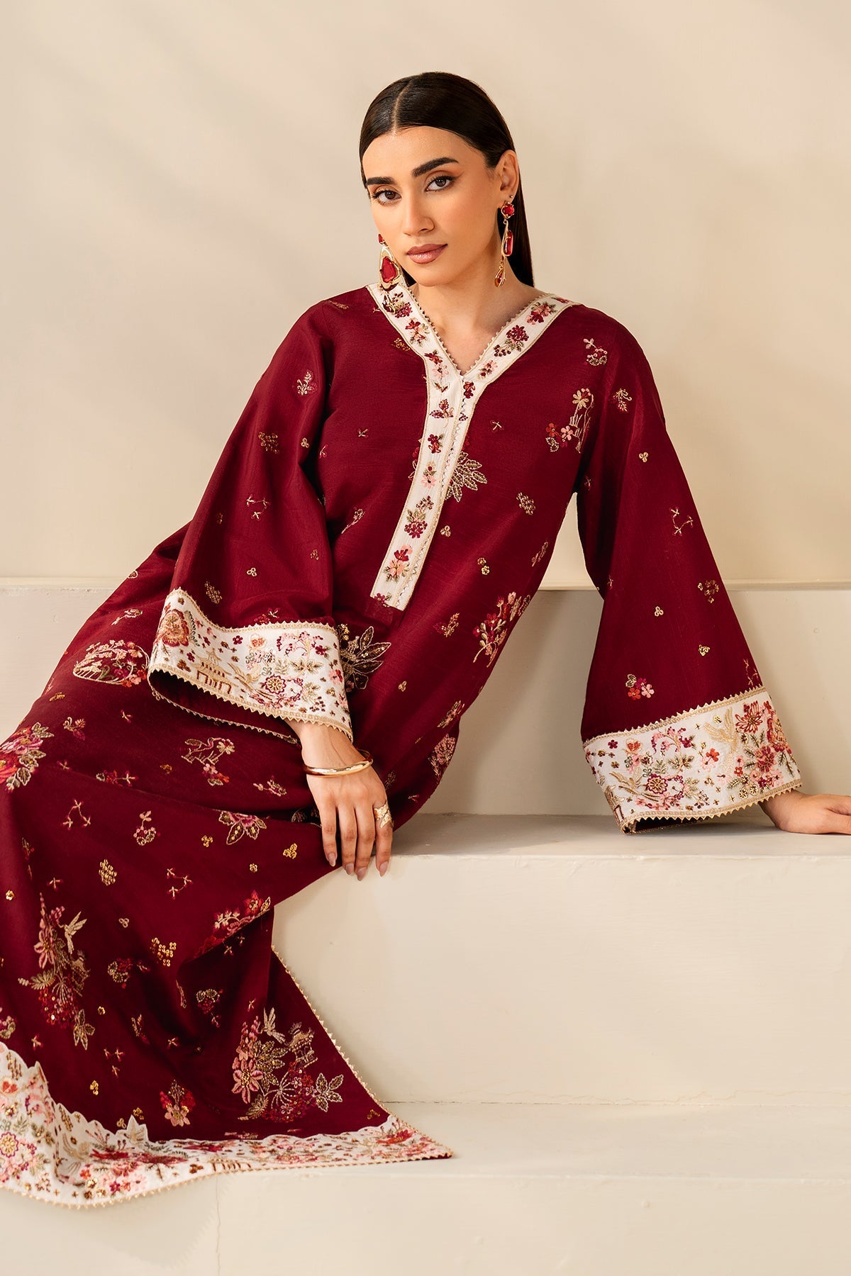 EMBROIDERED RAW SILK PR-1177