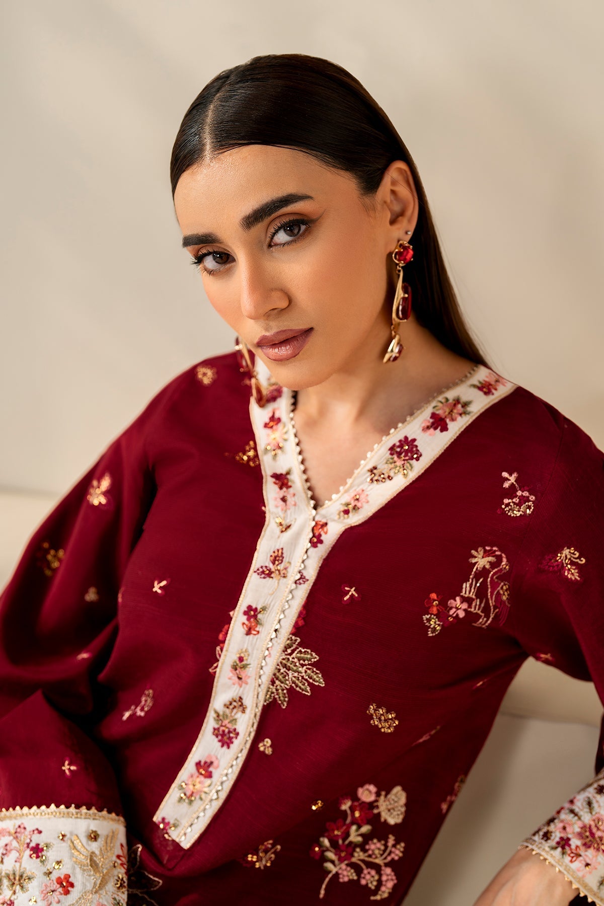 EMBROIDERED RAW SILK PR-1177