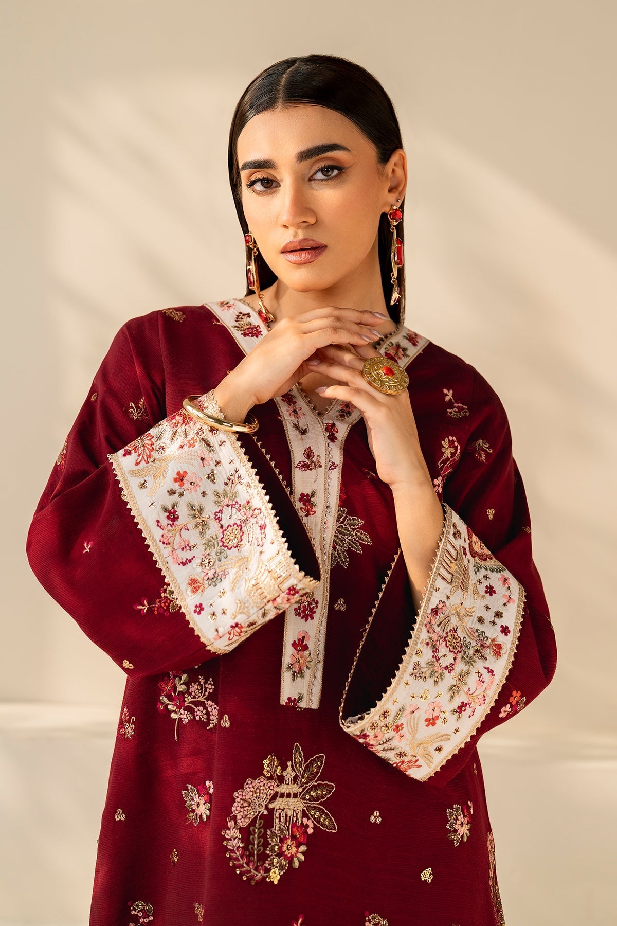 EMBROIDERED RAW SILK PR-1177