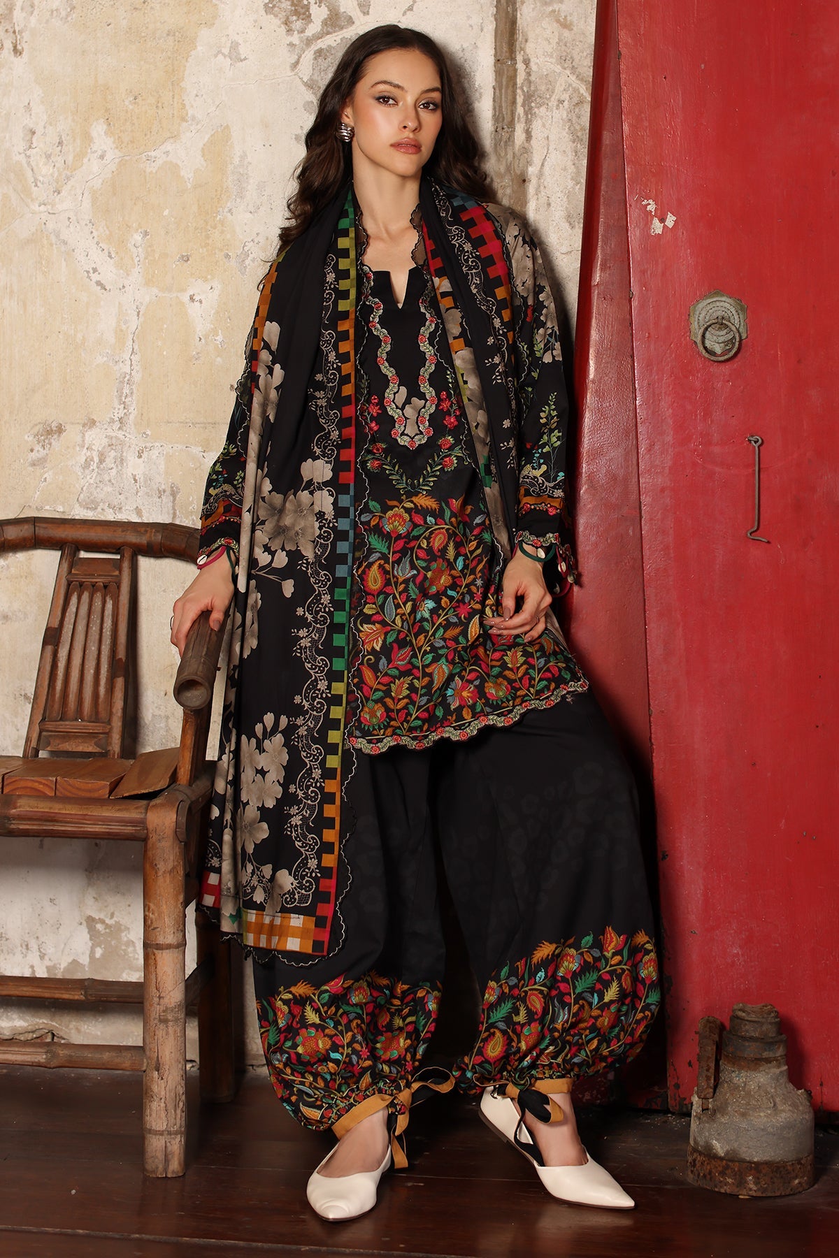 3-PC Stitched Embroidered Linen Collection CCW7-01P
