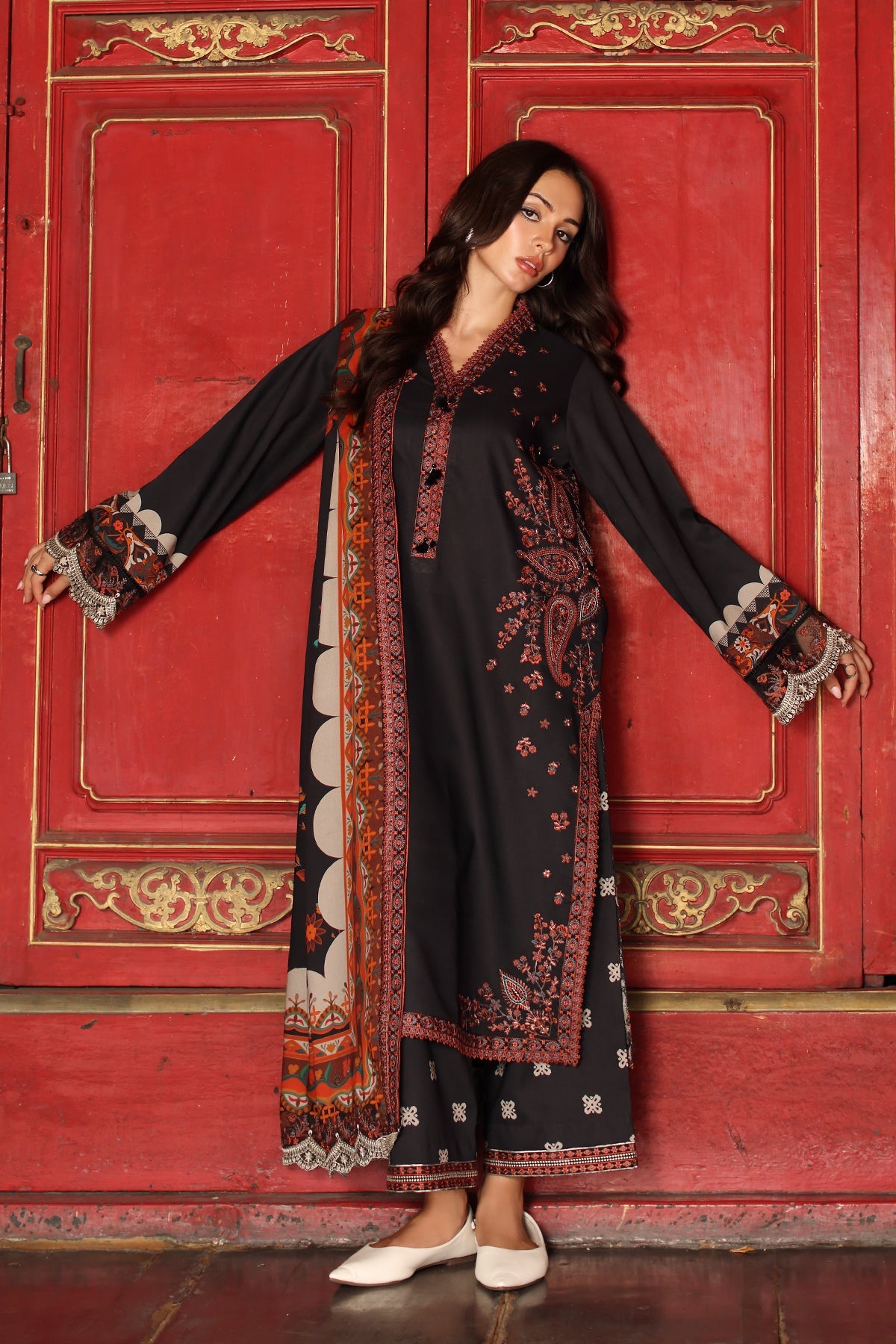 3-PC Stitched Embroidered Linen Collection  ANW7-02P