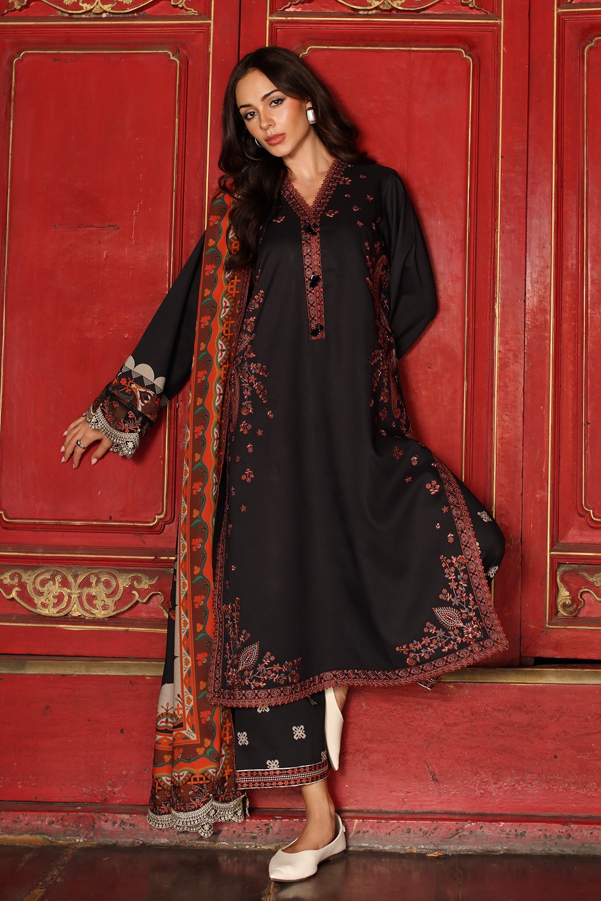 3-PC Stitched Embroidered Linen Collection  ANW7-02P