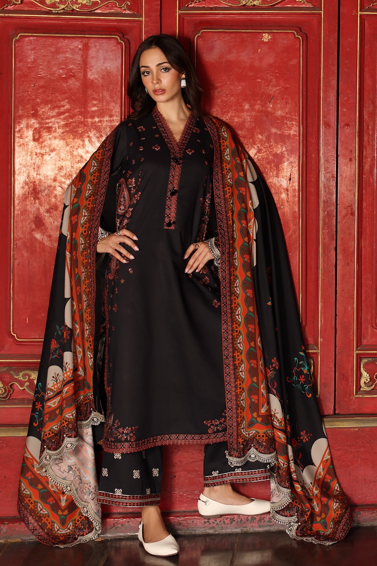 3-PC Stitched Embroidered Linen Collection  ANW7-02P