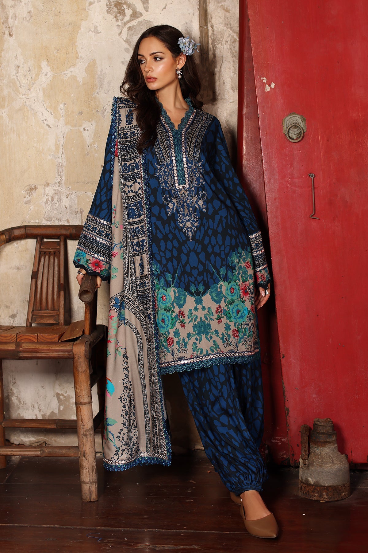 3-PC Stitched Embroidered Linen Collection  ANW7-09P