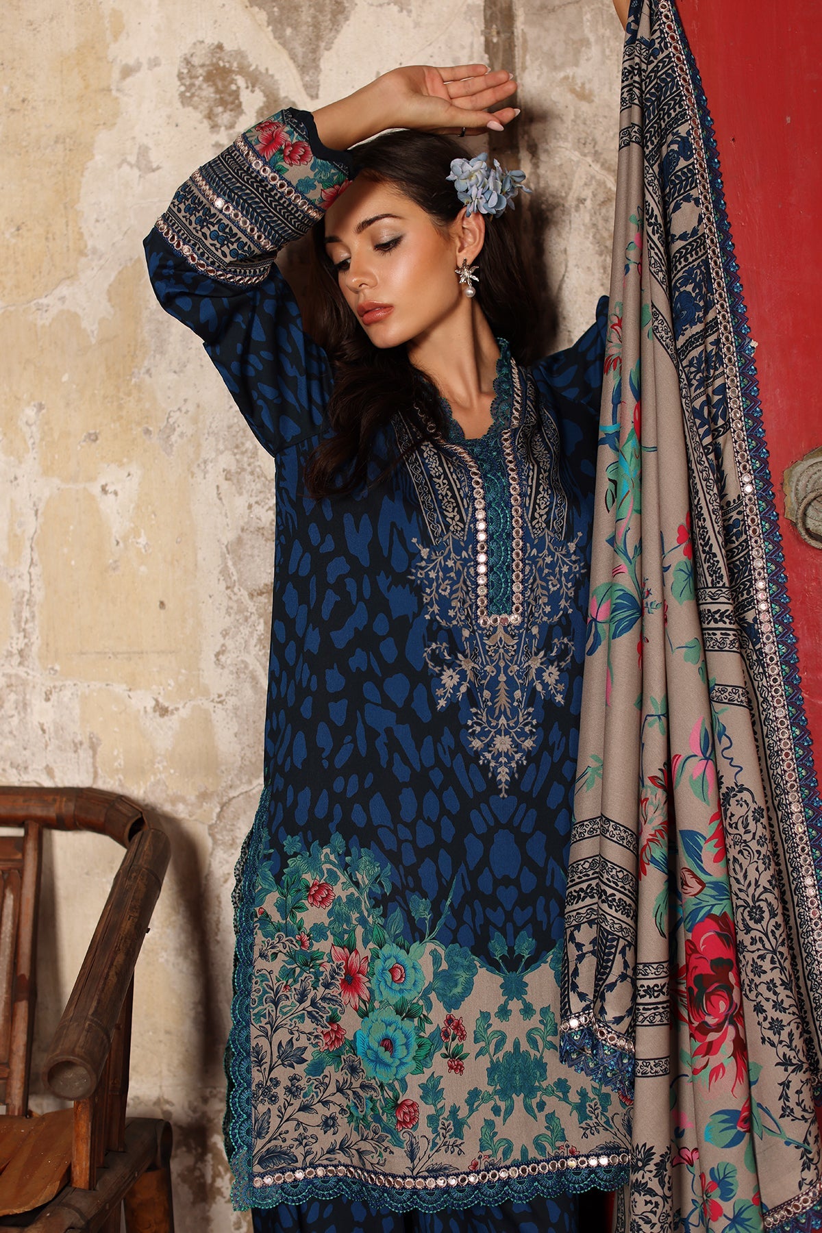 3-PC Stitched Embroidered Linen Collection  ANW7-09P