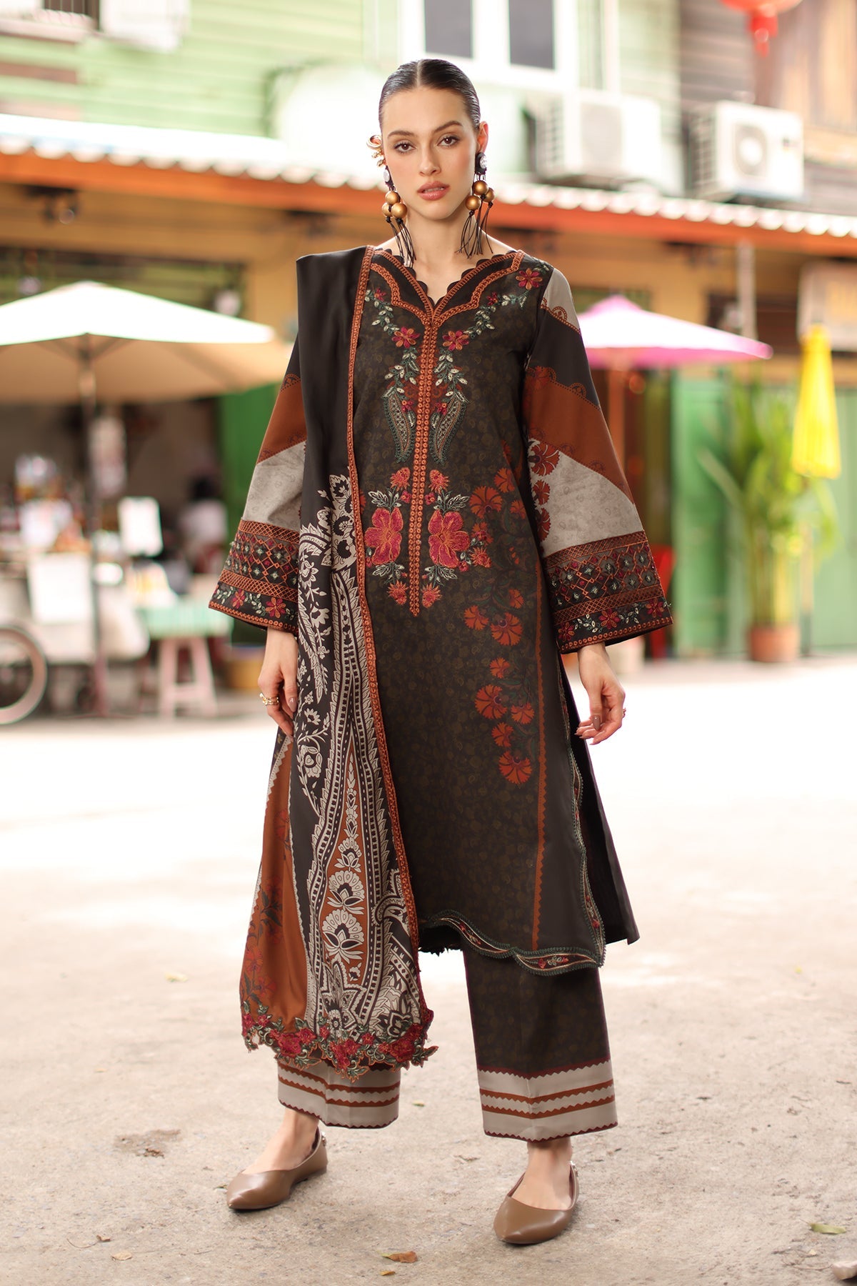 3-PC Stitched Embroidered Linen Collection  ANW7-07P
