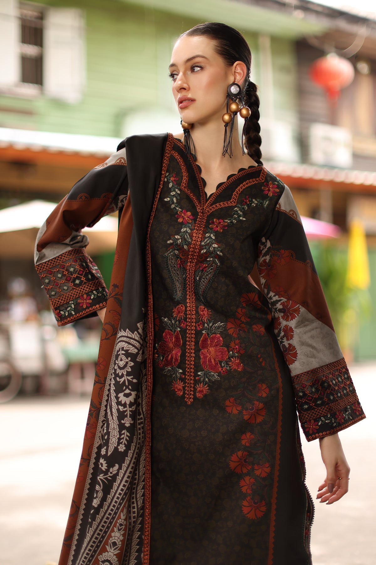 3-PC Stitched Embroidered Linen Collection  ANW7-07P