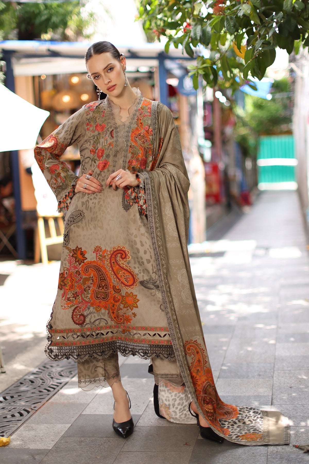 3-PC Stitched Embroidered Linen Collection  ANW7-04P