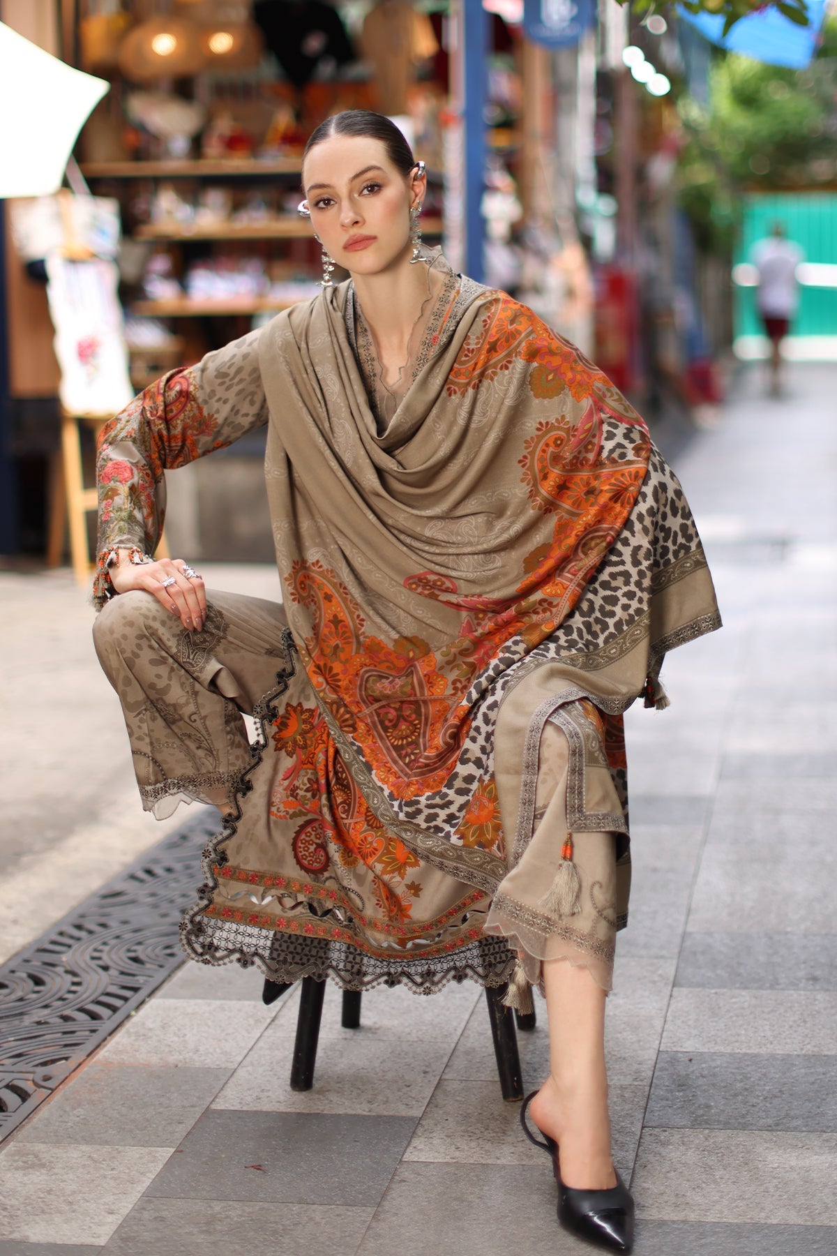 3-PC Stitched Embroidered Linen Collection  ANW7-04P
