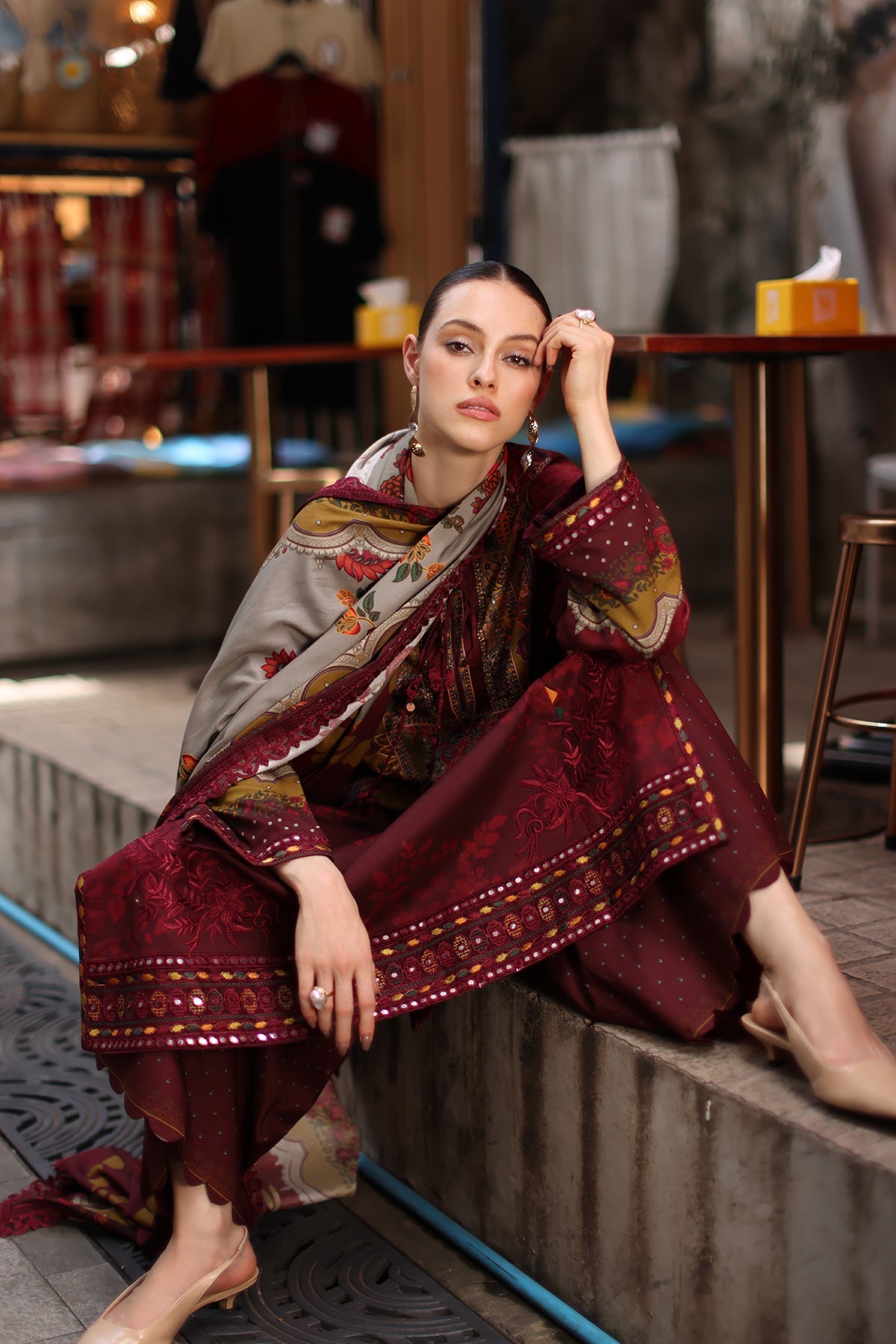 3-PC Stitched Embroidered Linen Collection  ANW7-03P