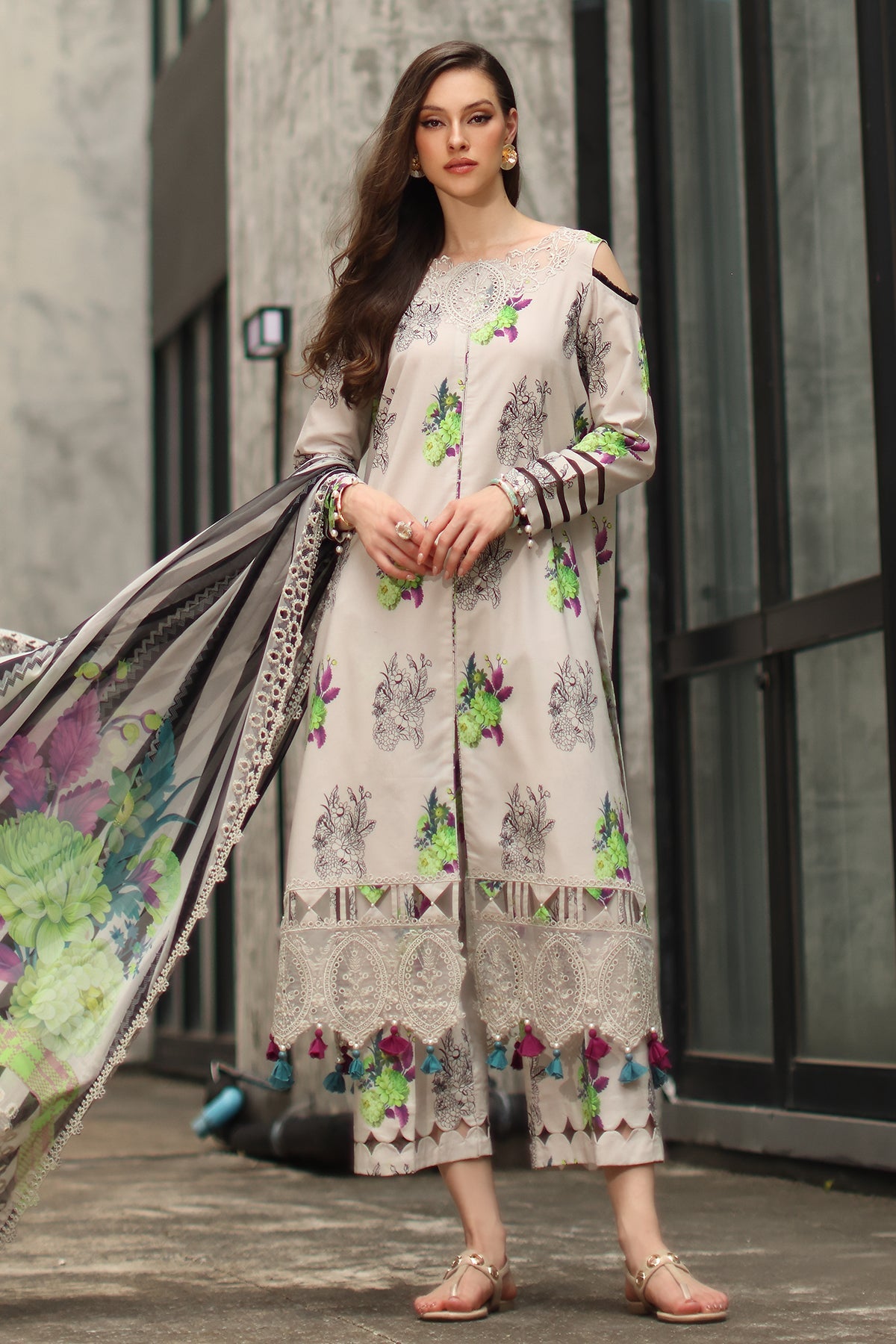 3-PC Stitched Embroidered Lawn  CC6-23P